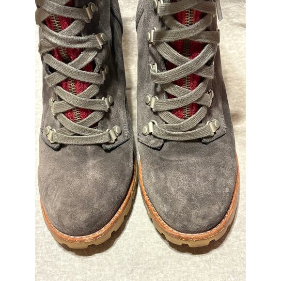 Ugg Australia Size 9 Fabrice Gray Leather Suede Lace Up High Heel Boots EUC - Picture 11 of 11
